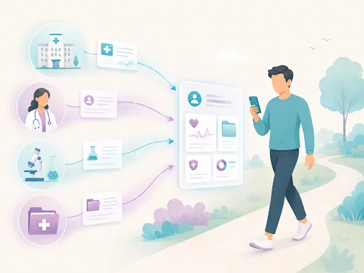 Records from hospitals, doctors, labs and uploads arriving on a man’s phone